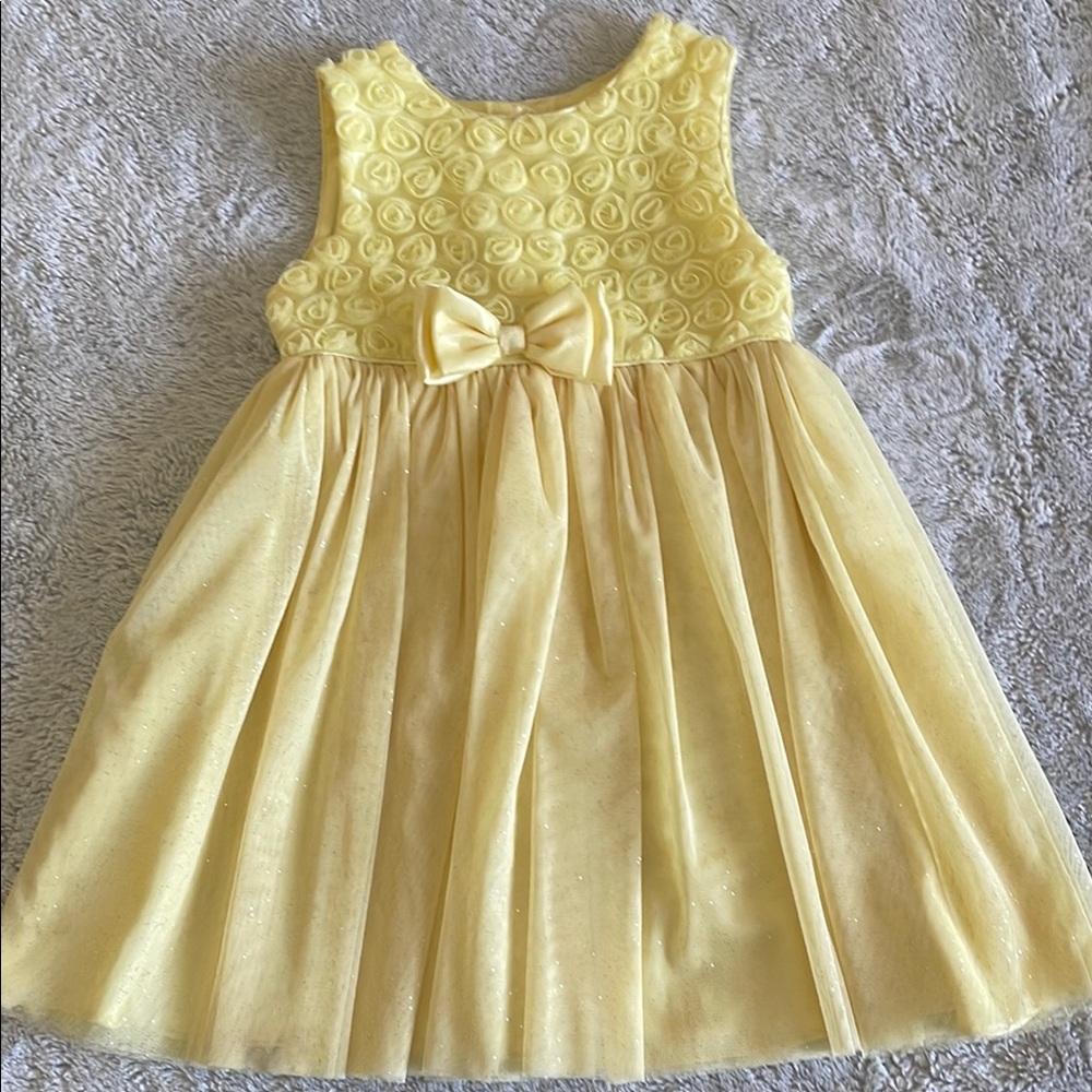 George Yellow Floral Dress SZ 5T  tuille  shimmery  Easter Spring